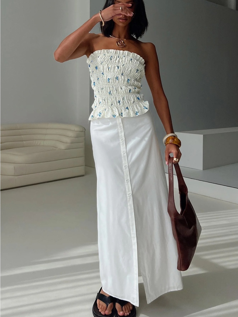 Princess Polly Jasmira Maxi Skirt NWT - Button Front Skirt